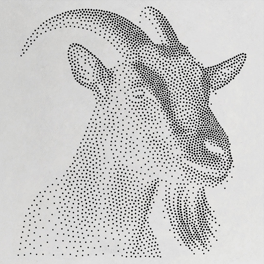 Goat Portrait Stencil | Realistic Mylar Stipple Wall Art, Crafts (Large - 300mm / 12" approx)