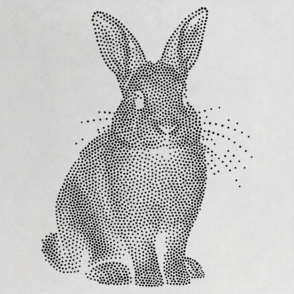 Rabbit Stencil | Realistic Mylar Stipple Wall Art, Crafts (Large - 300mm / 12" approx)