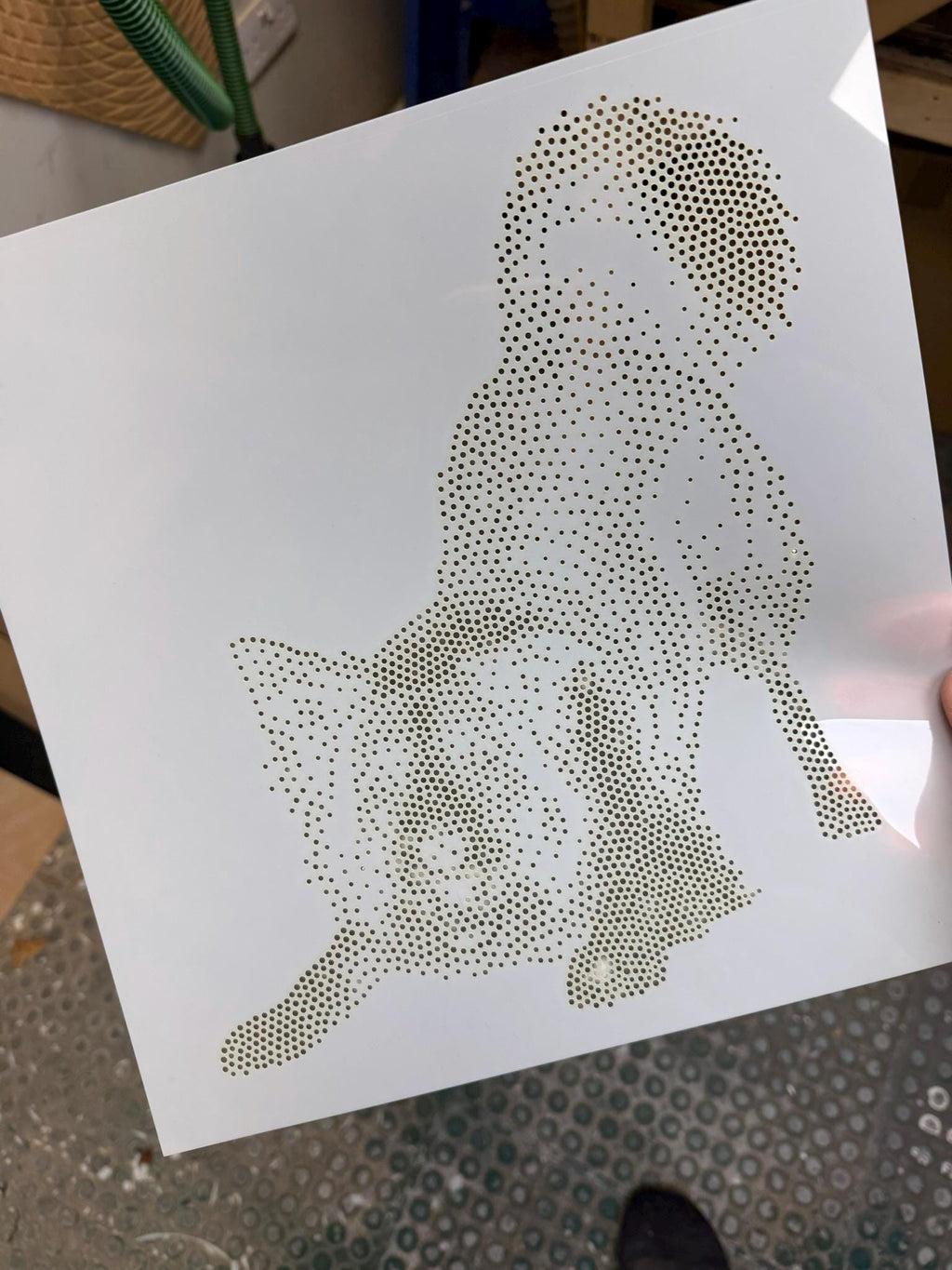 Border Collie Dog Playing Stencil | Realistic Mylar Stipple Wall Art, Crafts (Large - 300mm / 12" approx)