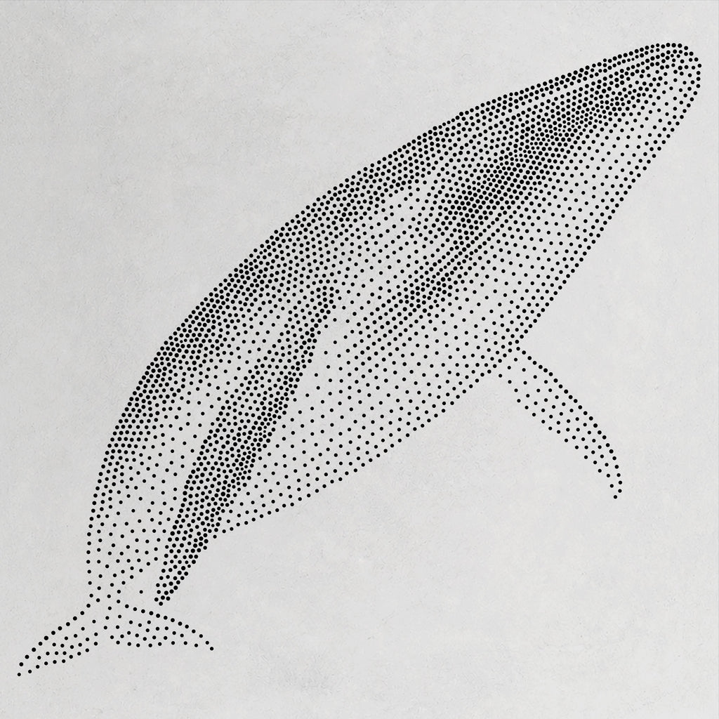 Blue Whale Stencil | Realistic Mylar Stipple Wall Art, Crafts (Large - 300mm / 12" approx)