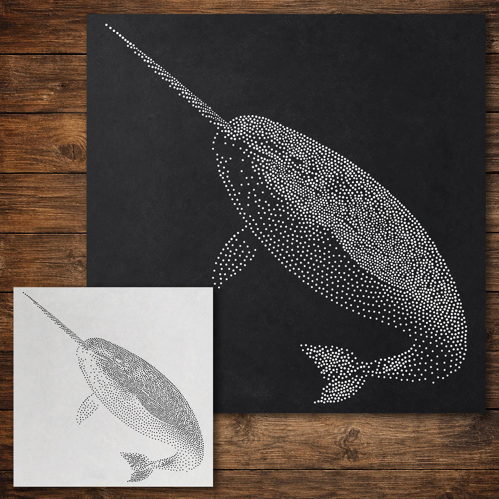 Narwhal Stencil reusable Mylar stencil, 300 x 300 mm