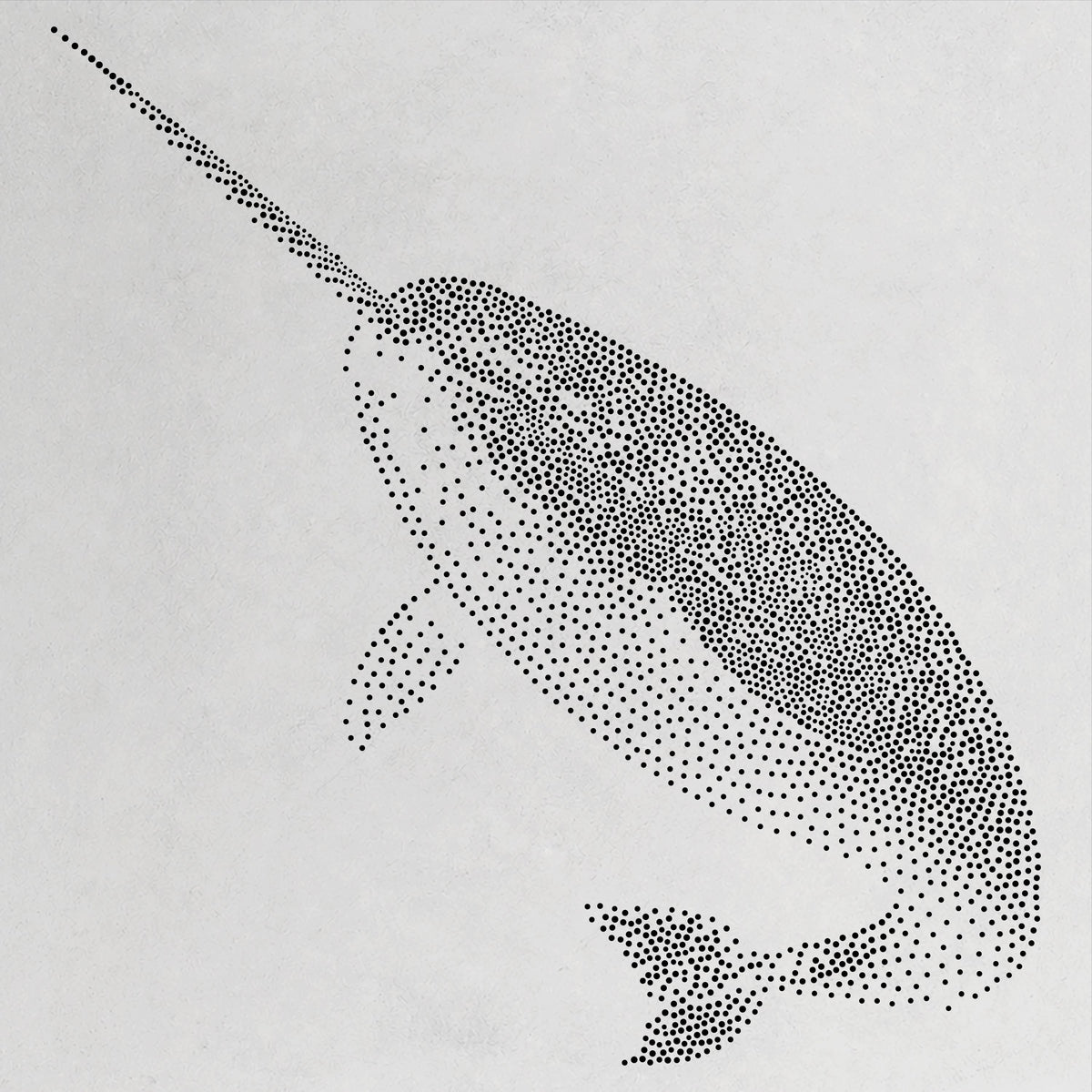 Narwhal Stencil | Realistic Mylar Stipple Wall Art, Crafts (Large - 300mm / 12" approx)
