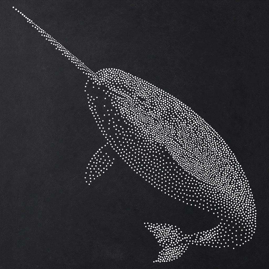 Narwhal Stencil | Realistic Mylar Stipple Wall Art, Crafts (Large - 300mm / 12" approx)