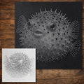 Pufferfish Fish Stencil reusable Mylar stencil, 300 x 300 mm