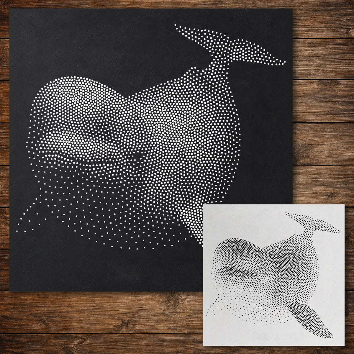 Beluga Whale Stencil reusable Mylar stencil, 300 x 300 mm