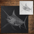 Marlin Fish Stencil reusable Mylar stencil, 300 x 300 mm