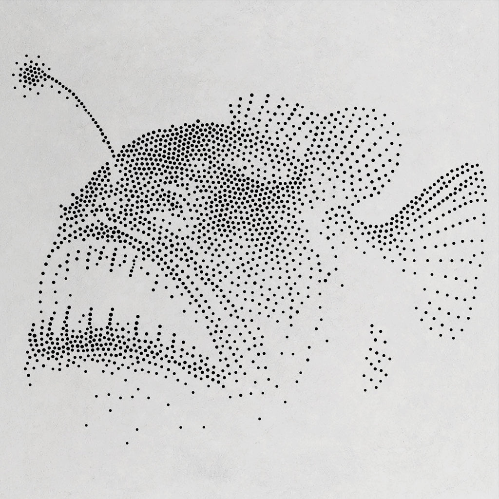 Anglerfish Fish Stencil | Realistic Mylar Stipple Wall Art, Crafts (Large - 300mm / 12" approx)