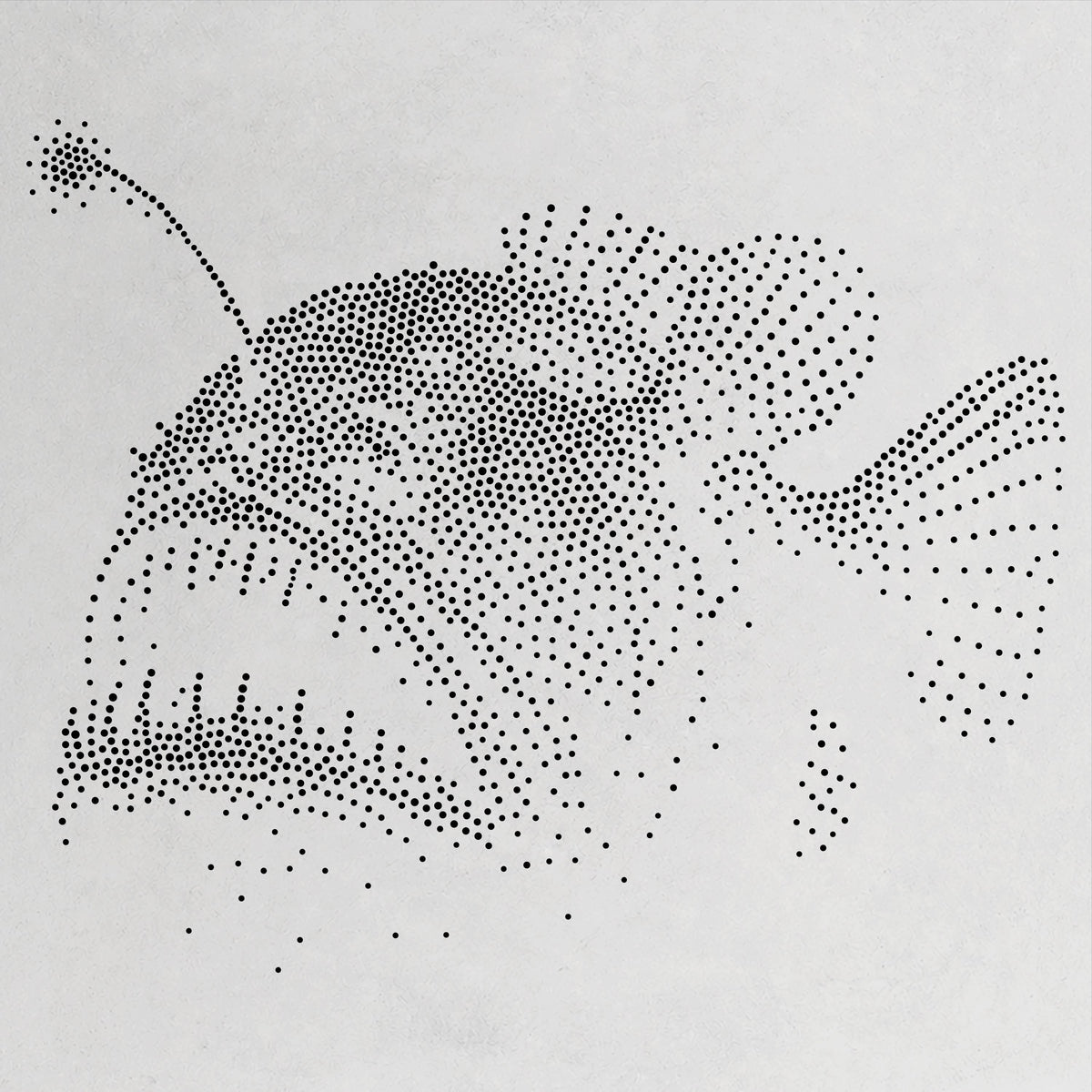Anglerfish Fish Stencil | Realistic Mylar Stipple Wall Art, Crafts (Large - 300mm / 12" approx)