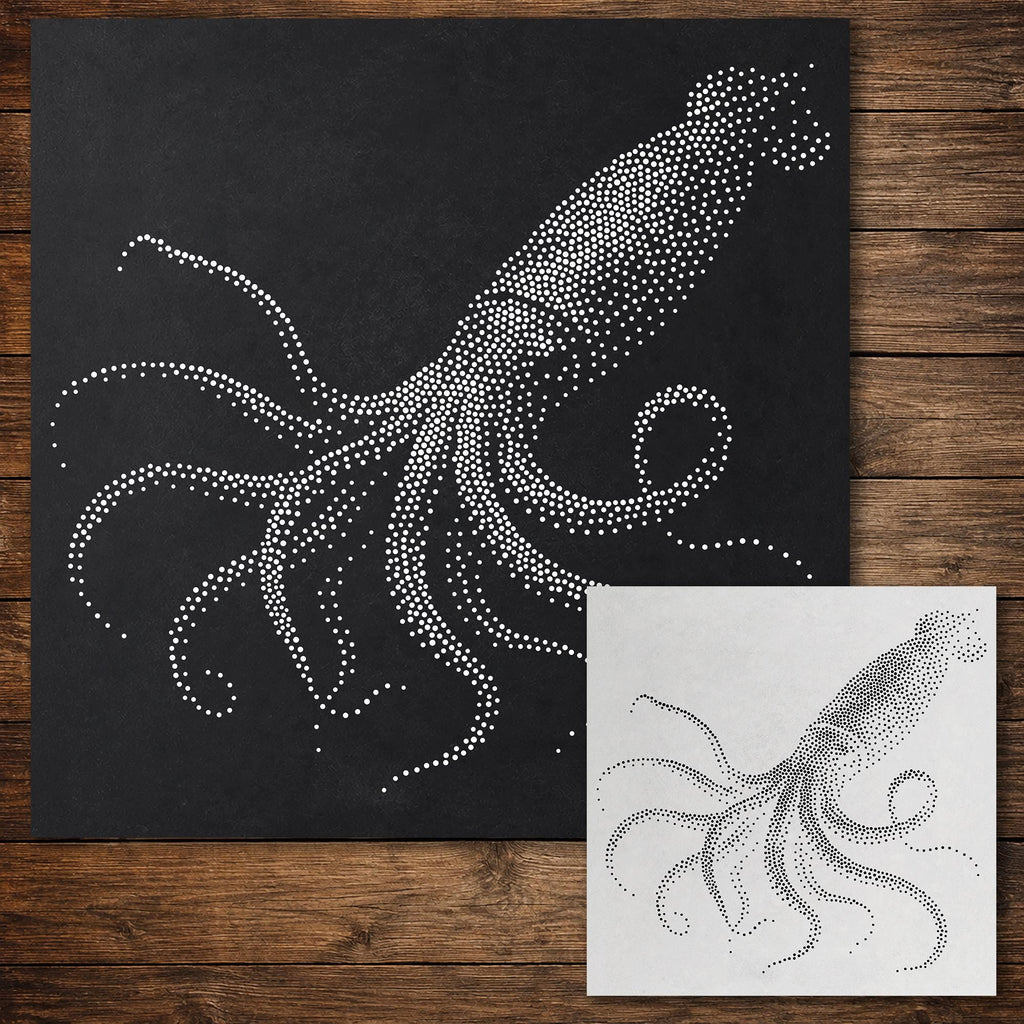 Giant Squid Stencil reusable Mylar stencil, 300 x 300 mm