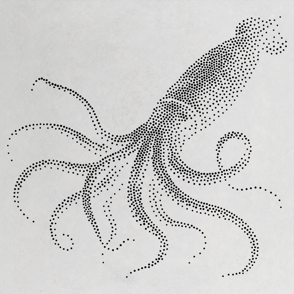 Giant Squid Stencil | Realistic Mylar Stipple Wall Art, Crafts (Large - 300mm / 12" approx)
