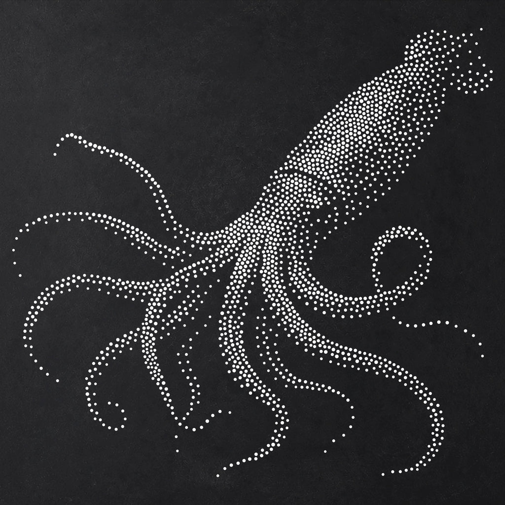 Giant Squid Stencil | Realistic Mylar Stipple Wall Art, Crafts (Large - 300mm / 12" approx)