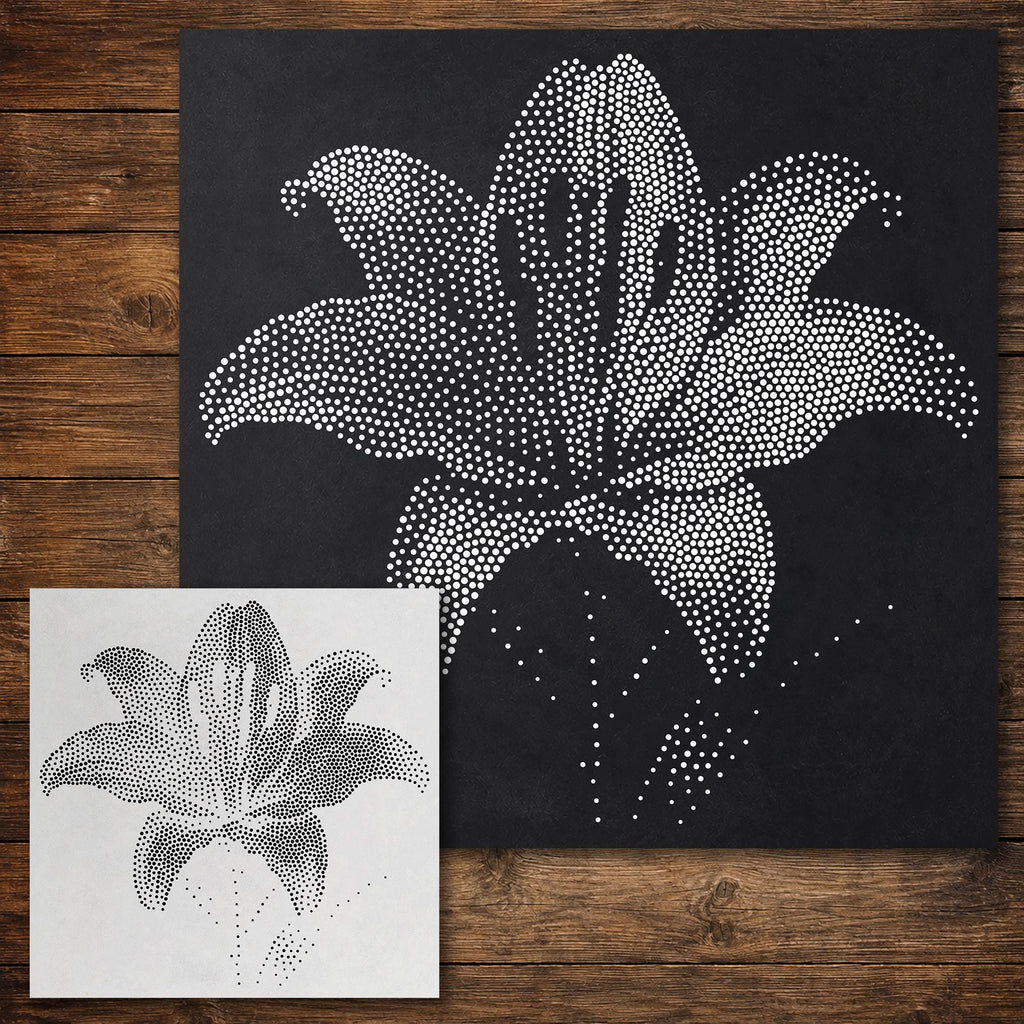 Lily Flower Stencil reusable Mylar stencil, 300 x 300 mm