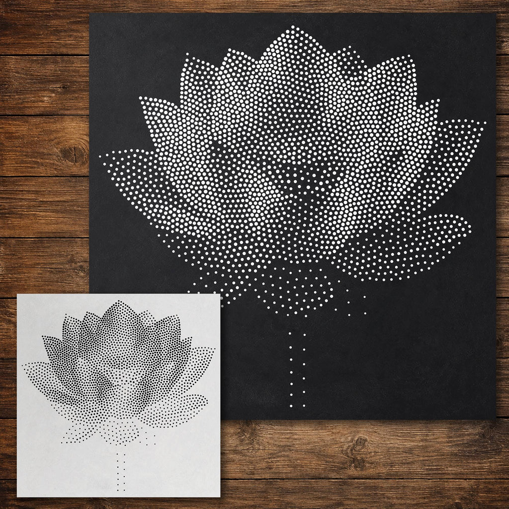 Lotus Flower Stencil reusable Mylar stencil, 300 x 300 mm