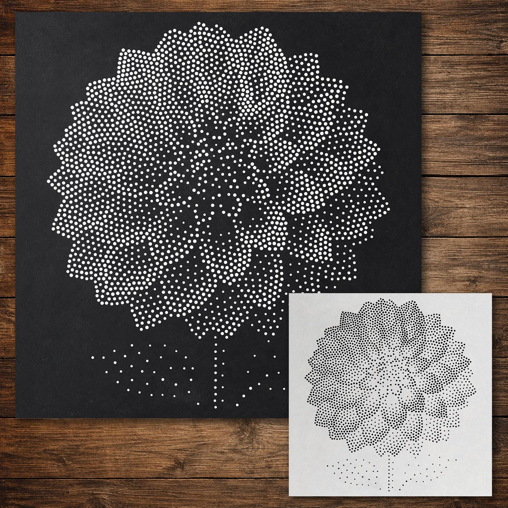 Dahlia Flower Stencil reusable Mylar stencil, 300 x 300 mm