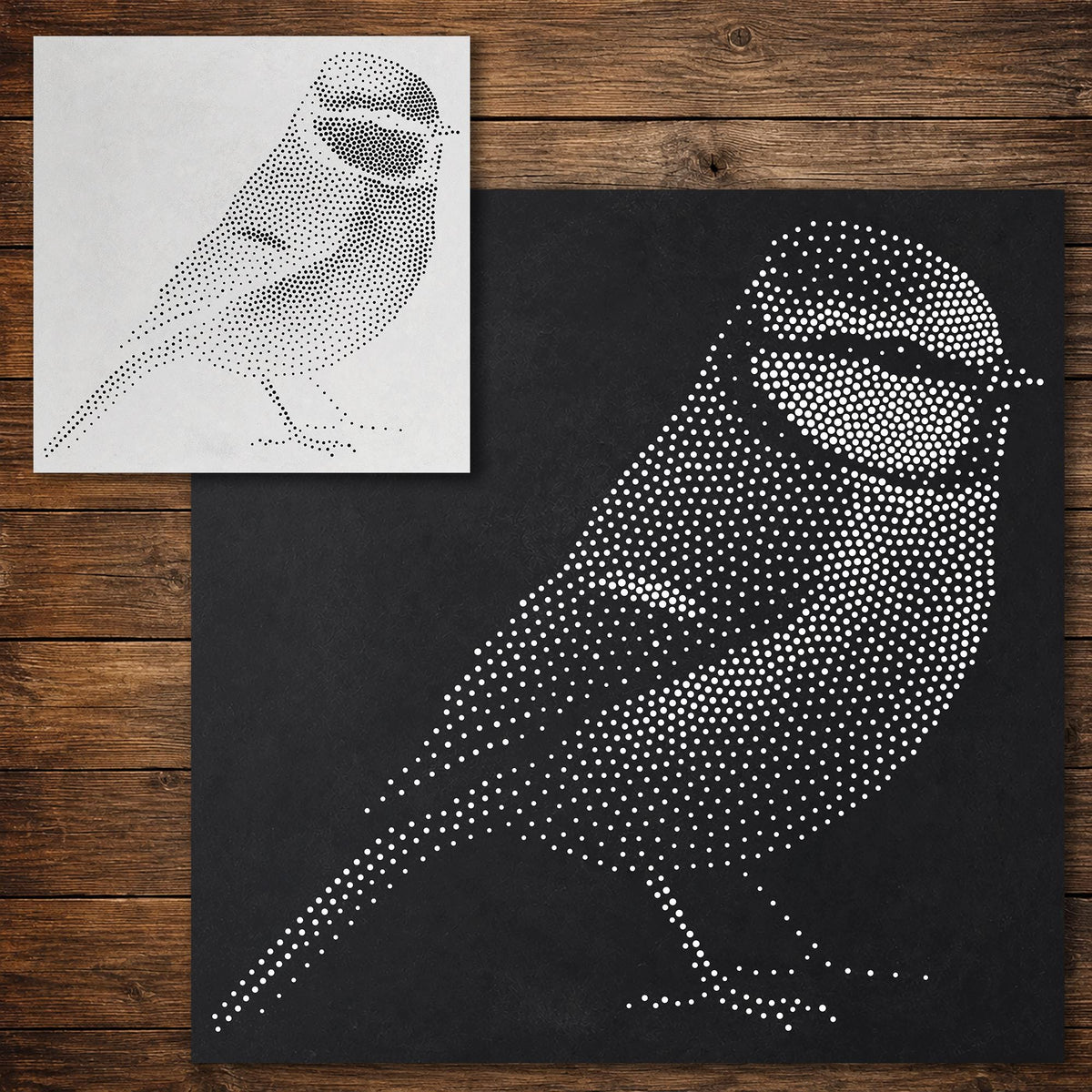 Blue Tit Bird Stencil reusable Mylar stencil, 300 x 300 mm