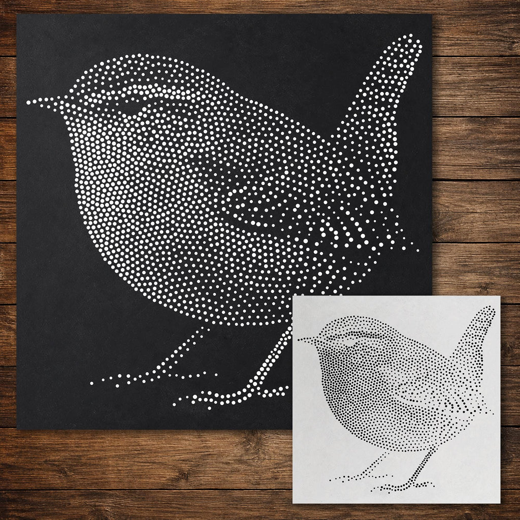 Wren Bird Stencil reusable Mylar stencil, 300 x 300 mm