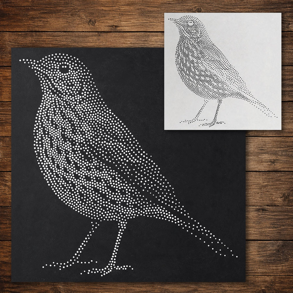 Song Thrush Bird Stencil reusable Mylar stencil, 300 x 300 mm