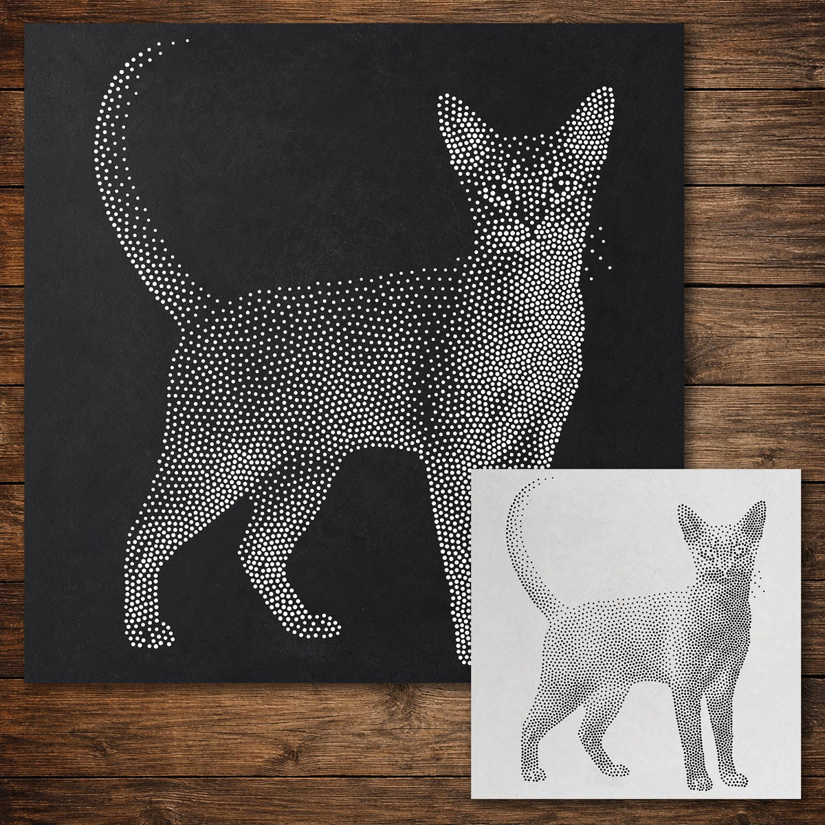 Abyssinian Cat Stencil reusable Mylar stencil, 300 x 300 mm