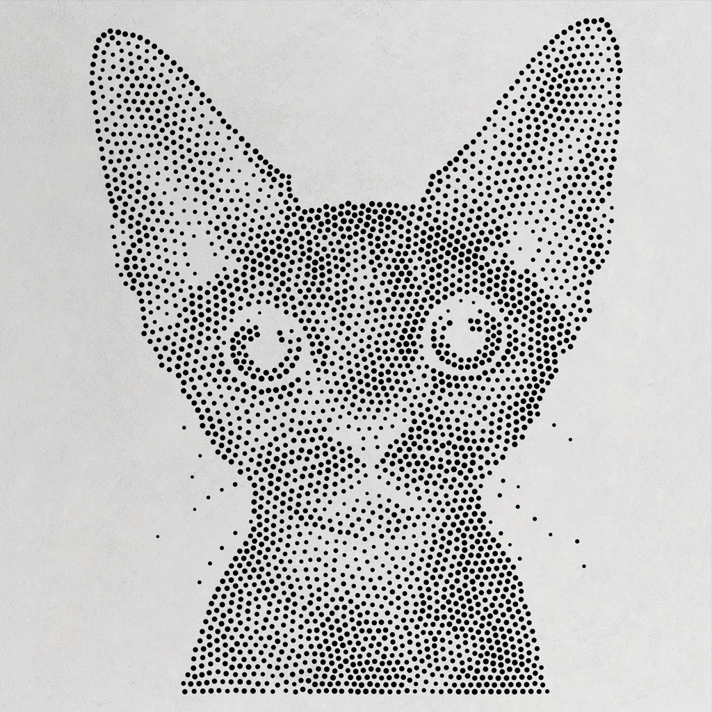 Devon Rex Cat Stencil | Realistic Mylar Stipple Wall Art, Crafts (Large - 300mm / 12" approx)