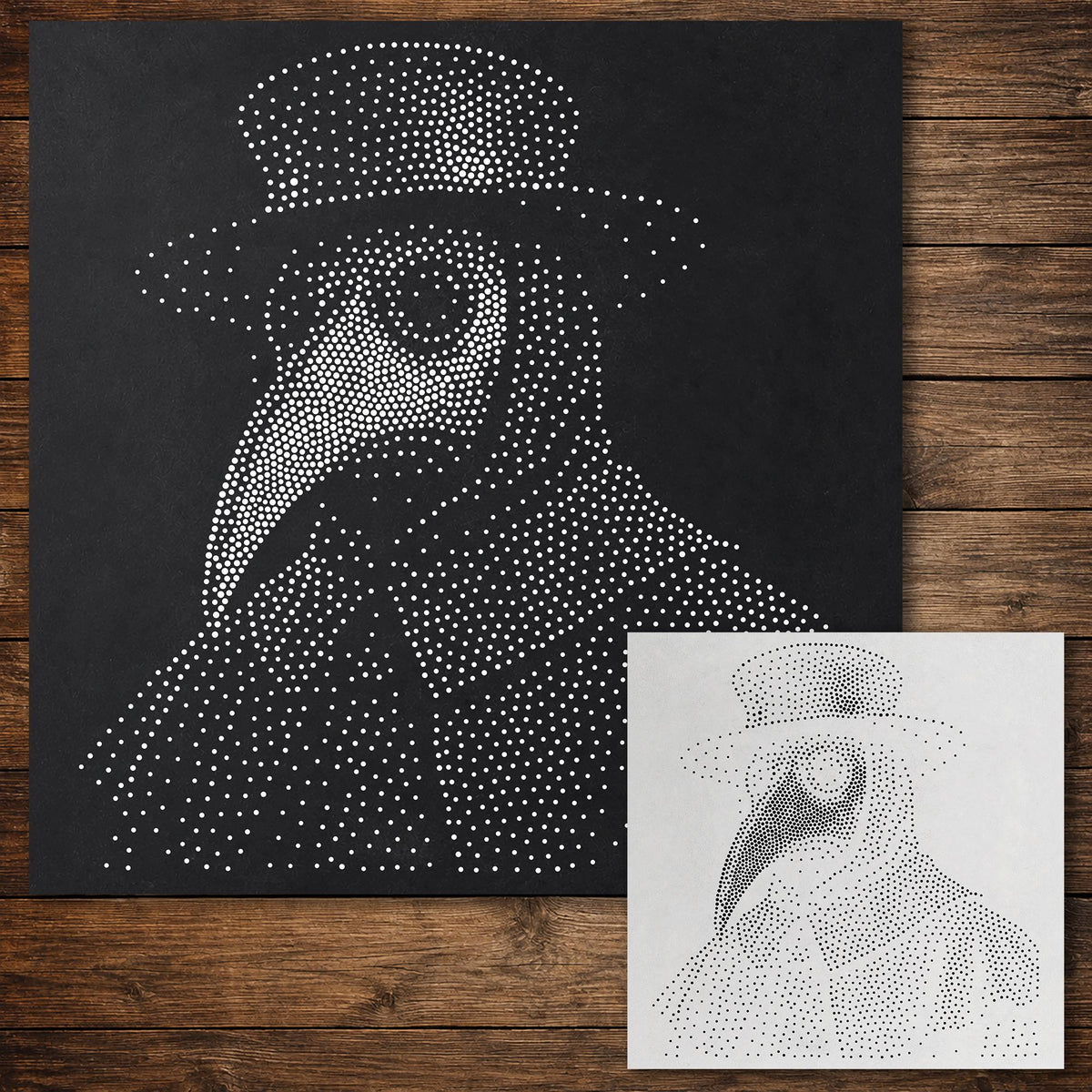 Plague Doctor Halloween Stencil reusable Mylar stencil, 300 x 300 mm