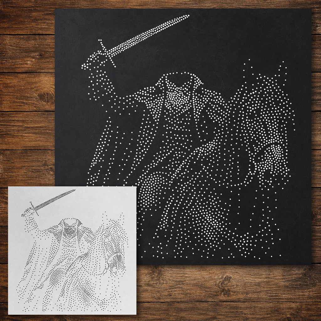 Headless Horseman Halloween Stencil reusable Mylar stencil, 300 x 300 mm