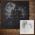 Haunted House Halloween Stencil reusable Mylar stencil, 300 x 300 mm