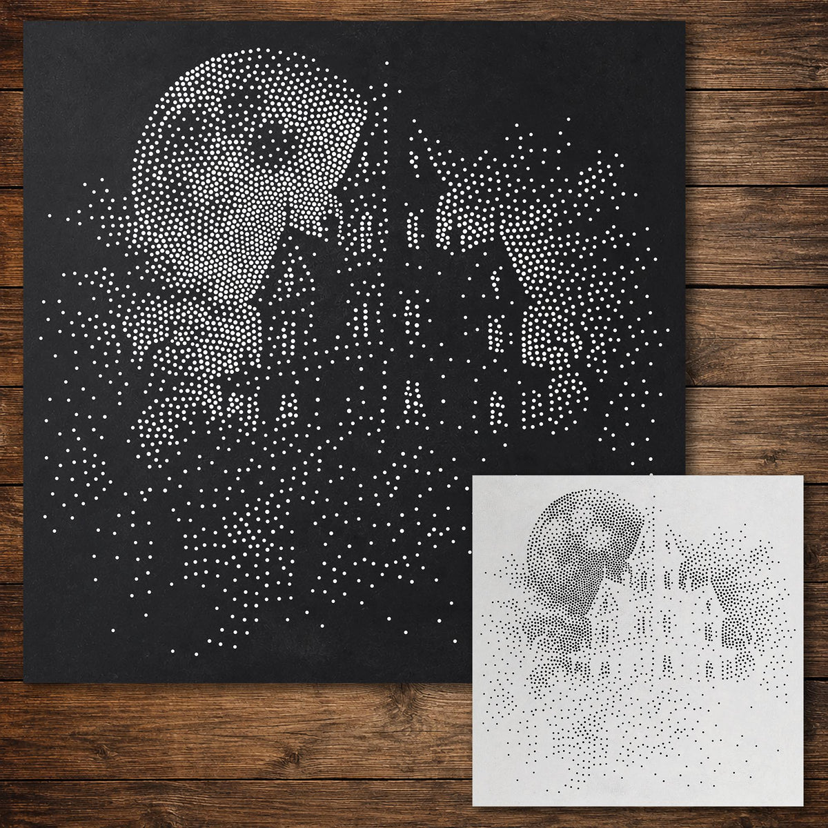 Haunted House Halloween Stencil reusable Mylar stencil, 300 x 300 mm