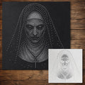Creepy Nun Halloween Stencil reusable Mylar stencil, 300 x 300 mm