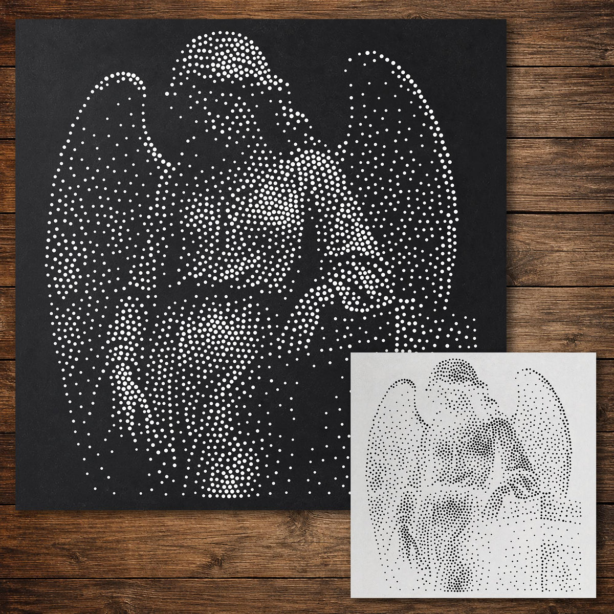 Cemetery Angel Statue Halloween Stencil reusable Mylar stencil, 300 x 300 mm