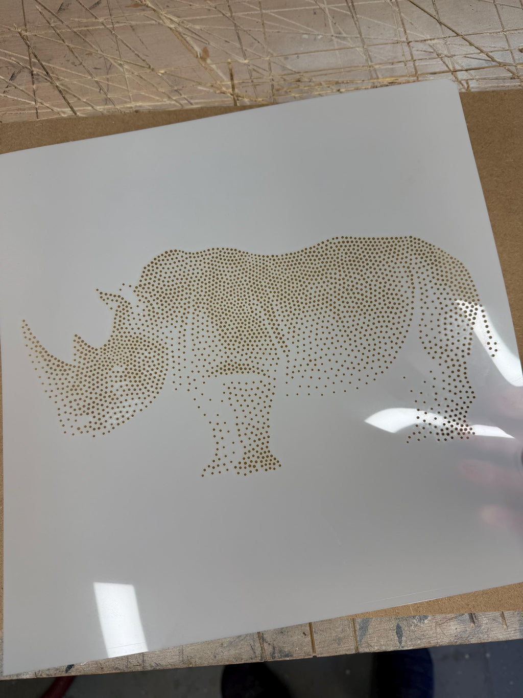Rhino Stencil | Realistic Mylar Stipple Wall Art, Crafts (Large - 300mm / 12" approx)