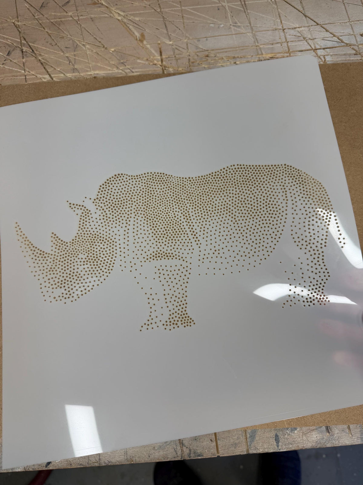 Rhino Stencil | Realistic Mylar Stipple Wall Art, Crafts (Large - 300mm / 12" approx)