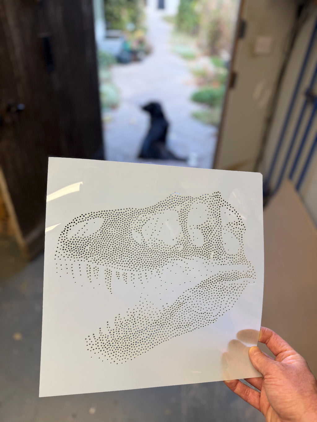 T Rex Dinosaur Skull Stencil | Realistic Highly Detailed DIY Mylar Wall Art, Stipple Art Crafts (Large - 300mm / 12" approx)