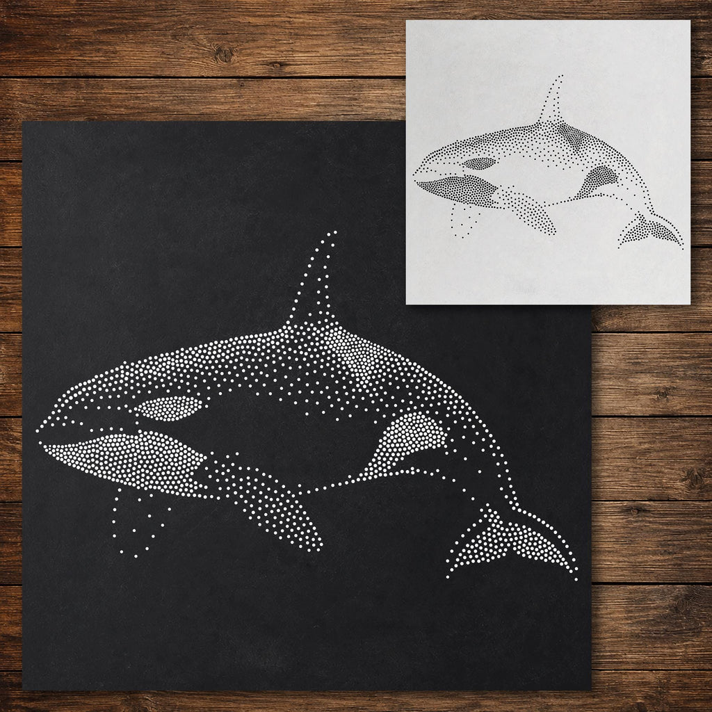 Orca Killer Whale Stencil reusable Mylar stencil, 300 x 300 mm