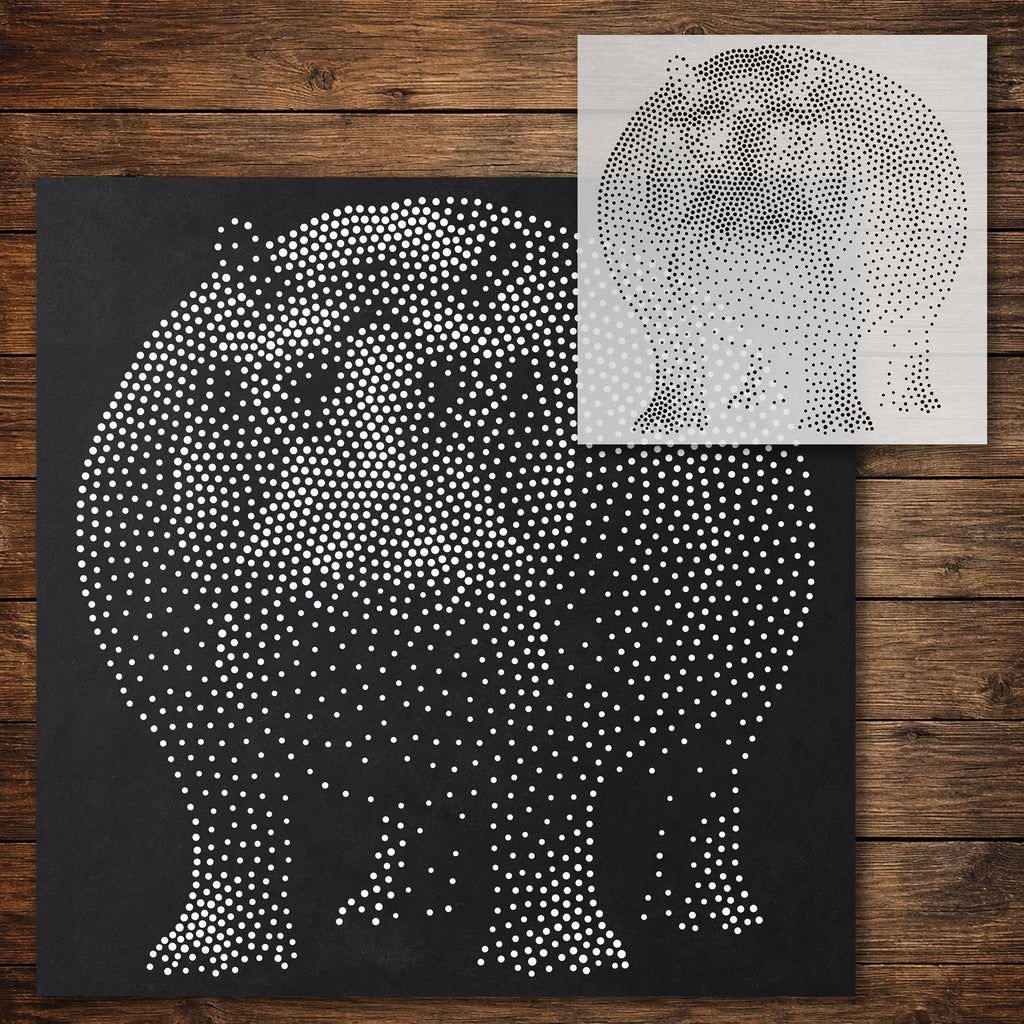Hippopotamus Stencil reusable Mylar stencil, 300 x 300 mm
