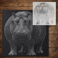 Hippopotamus Stencil reusable Mylar stencil, 300 x 300 mm