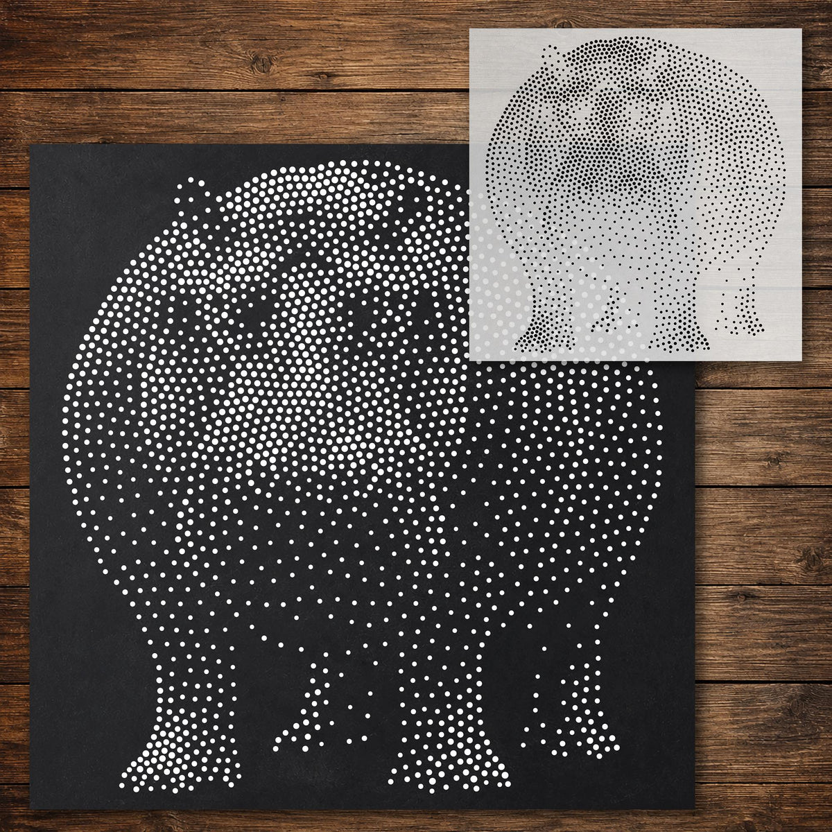 Hippopotamus Stencil reusable Mylar stencil, 300 x 300 mm