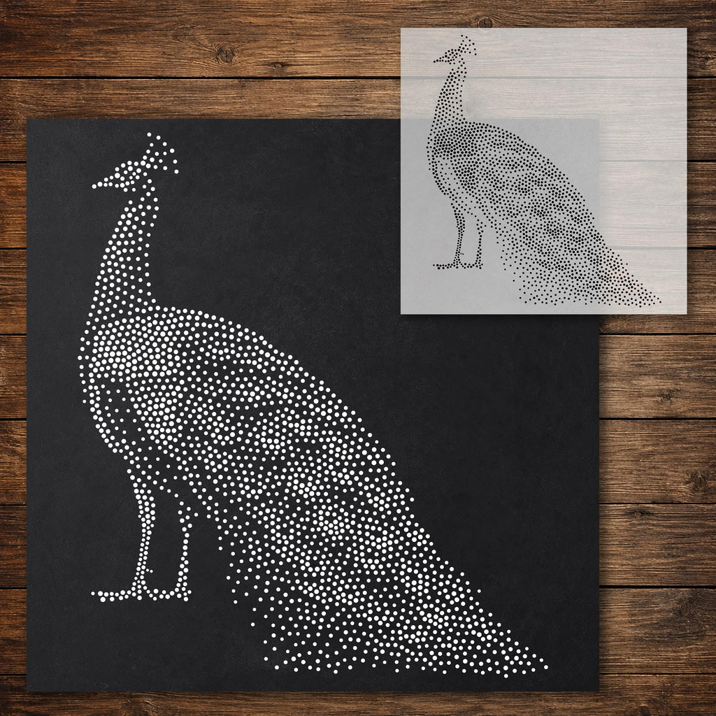 Peacock Stencil reusable Mylar stencil, 300 x 300 mm