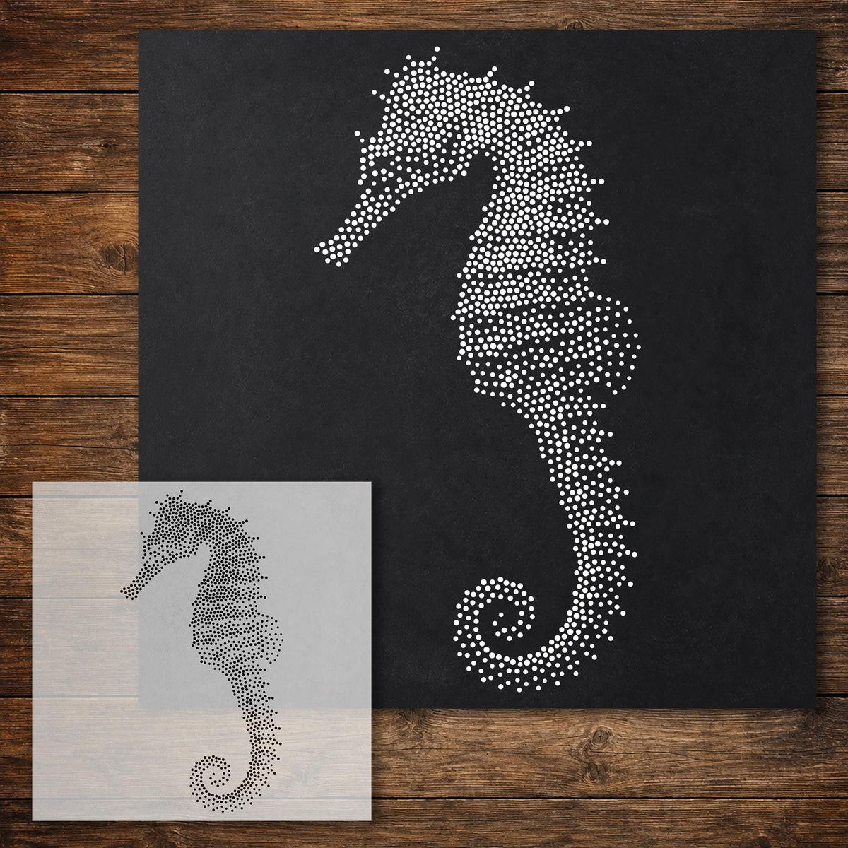 Seahorse Stencil reusable Mylar stencil, 300 x 300 mm