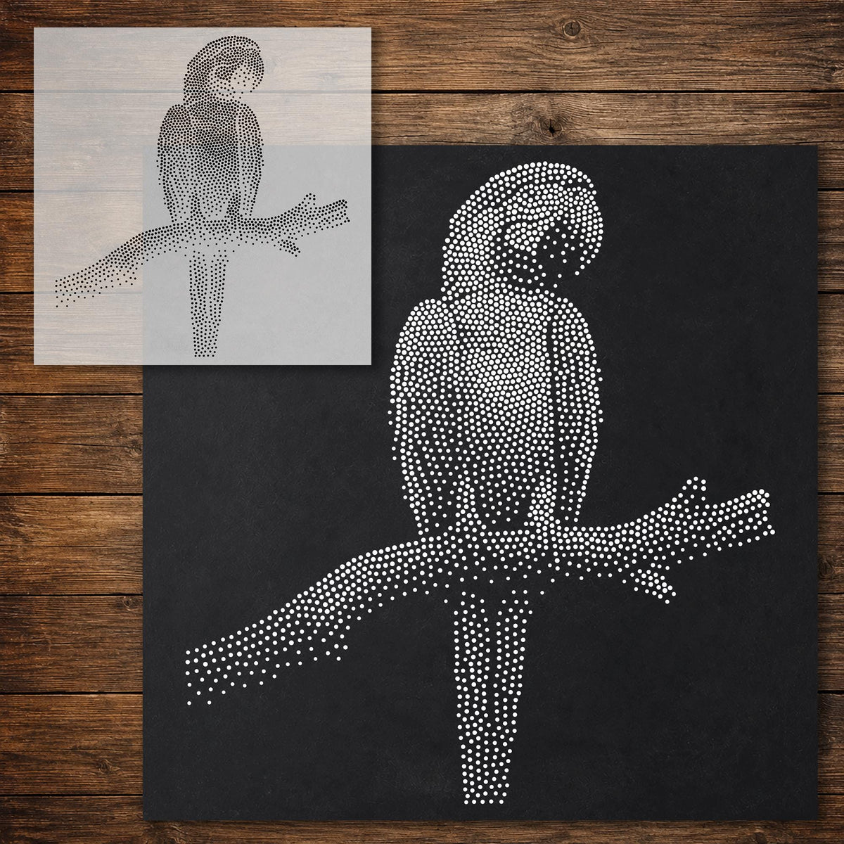 Macaw Parrot Stencil reusable Mylar stencil, 300 x 300 mm