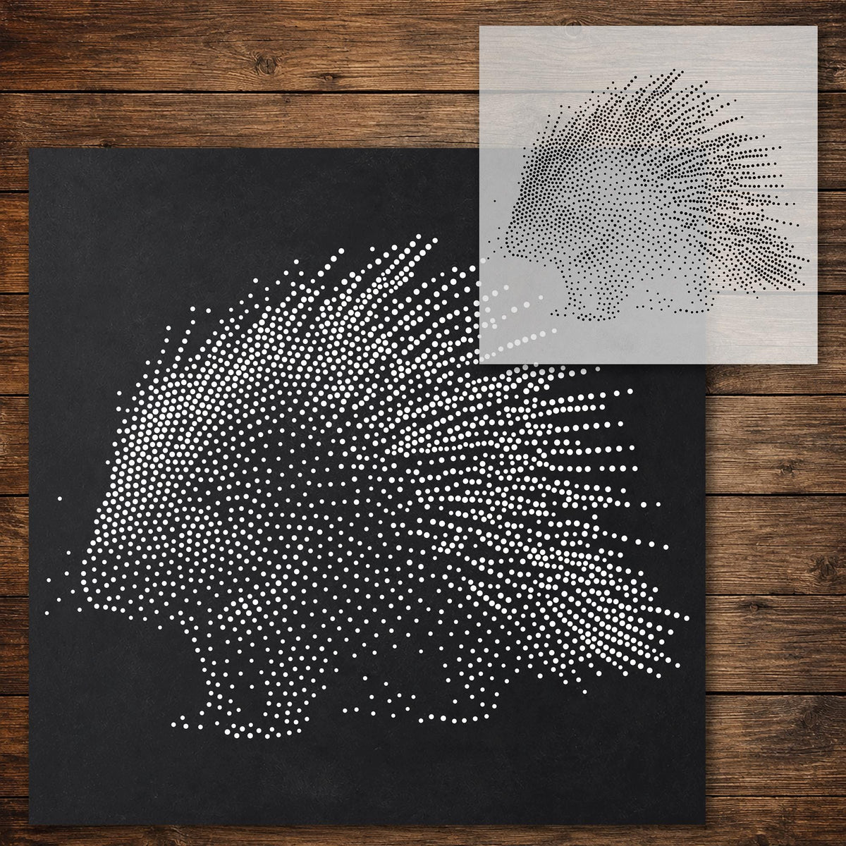 Porcupine Stencil reusable Mylar stencil, 300 x 300 mm