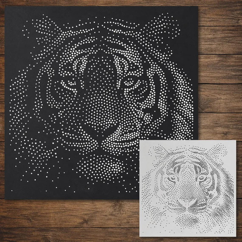 Safari Stencil Bundle #1 | Elephant, Tiger, Lion & Giraffe | Set of 4 Realistic Mylar Stipple Wall Art, Crafts (Large - 300mm / 12" approx)