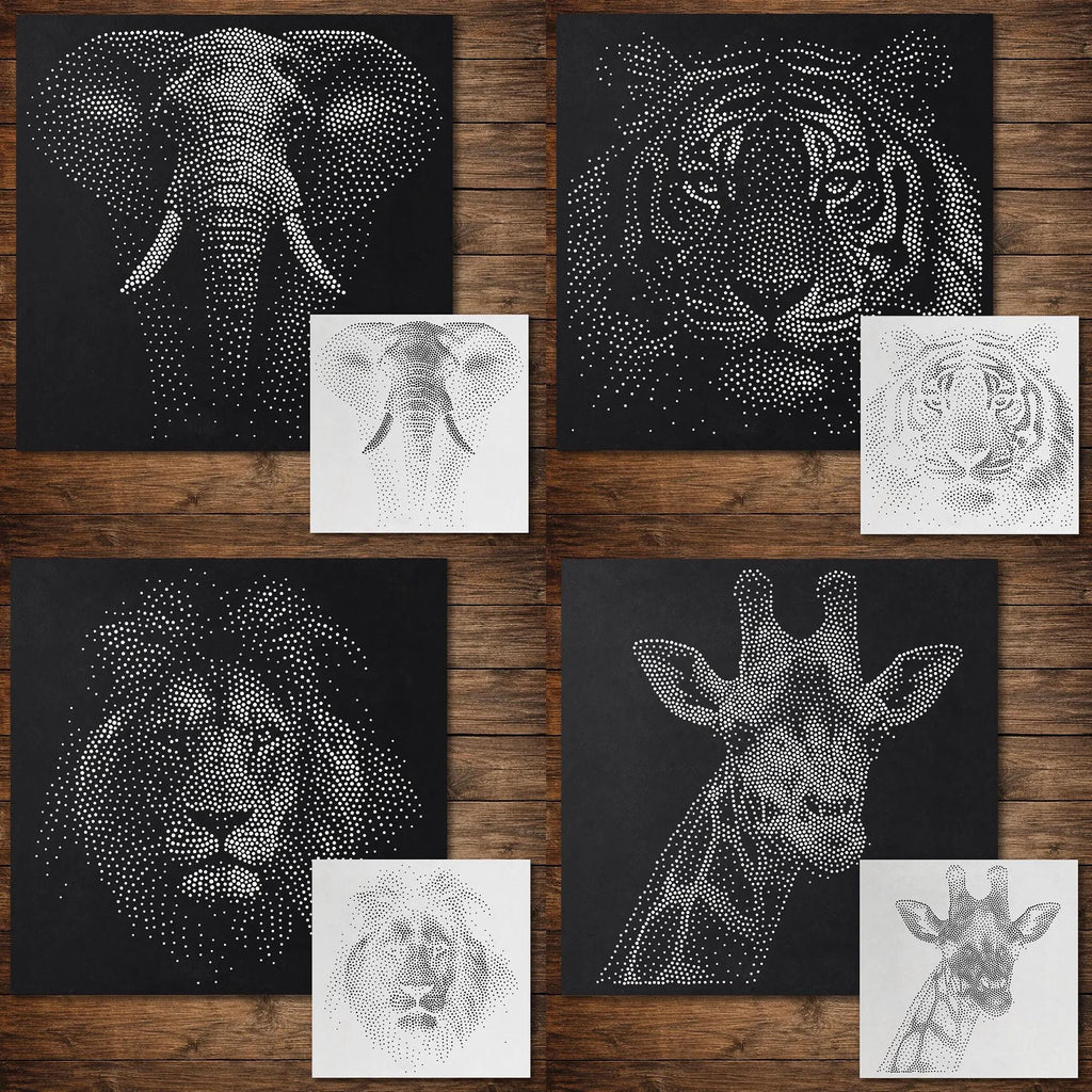 Safari Stencil Bundle #1 reusable Mylar stencil bundle, 300 x 300 mm