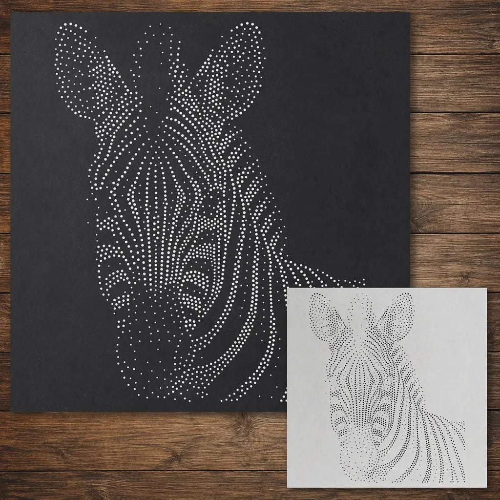 Safari Stencil Bundle #2 | Zebra, Cheetah, Hippo & Leopard | Set of 4 Realistic Mylar Stipple Wall Art, Crafts (Large - 300mm / 12" approx)