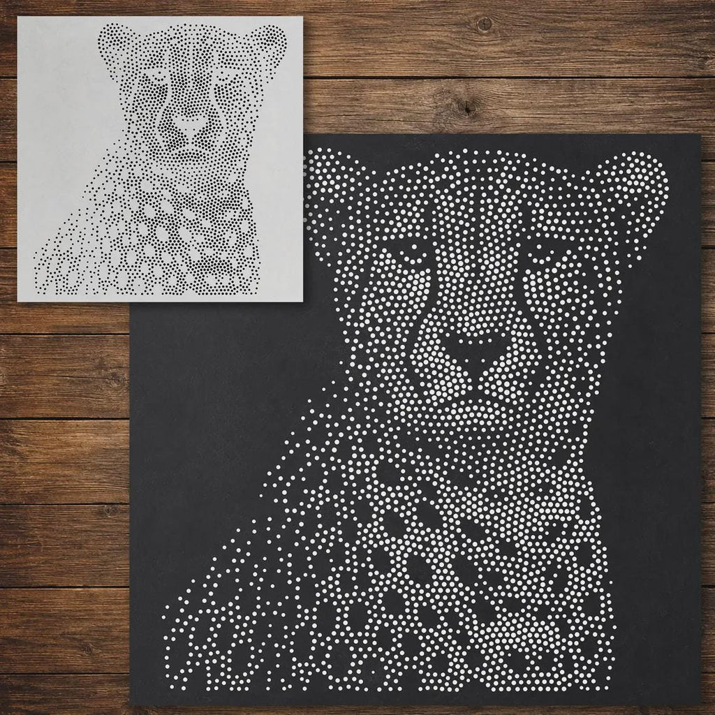 Safari Stencil Bundle #2 | Zebra, Cheetah, Hippo & Leopard | Set of 4 Realistic Mylar Stipple Wall Art, Crafts (Large - 300mm / 12" approx)