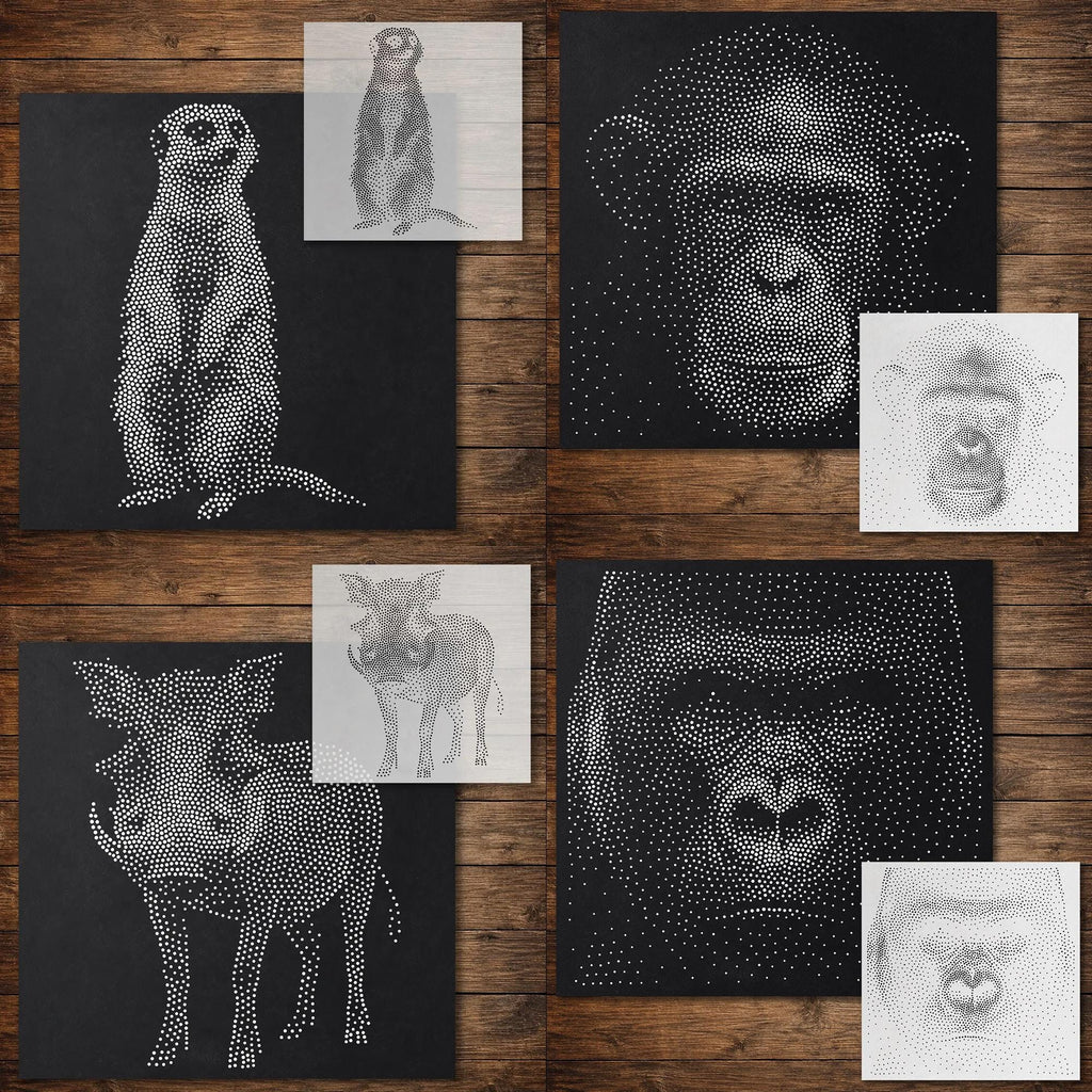 Safari Stencil Bundle #3 reusable Mylar stencil bundle, 300 x 300 mm