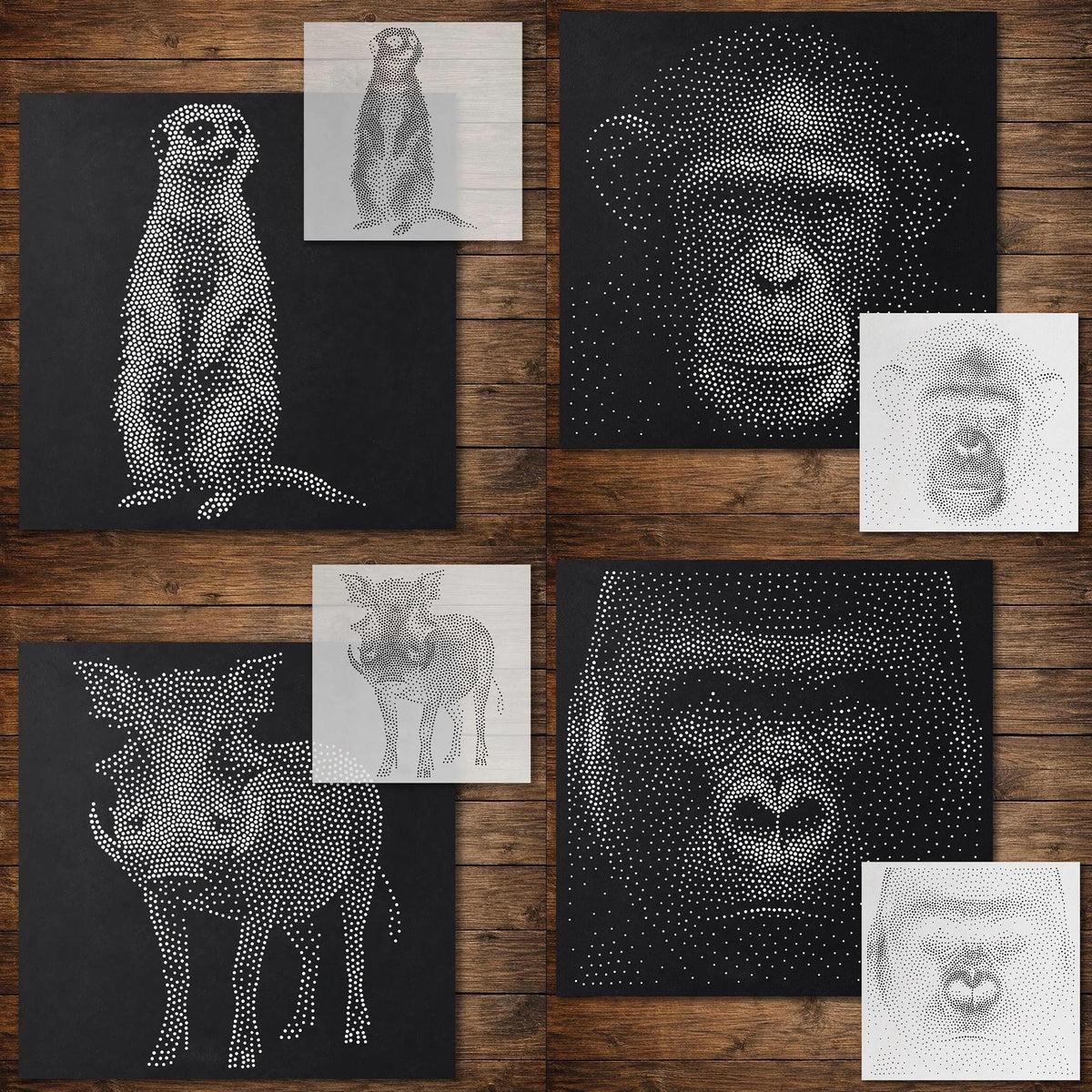 Safari Stencil Bundle #3 reusable Mylar stencil bundle, 300 x 300 mm