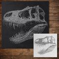 T Rex Dinosaur Skull Stencil reusable Mylar stencil, 300 x 300 mm