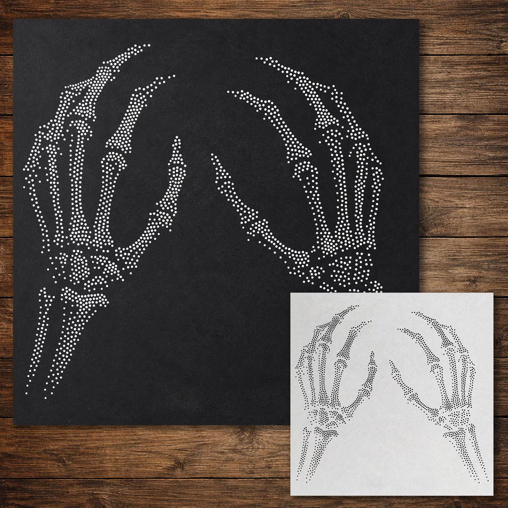 Skeleton Hands Stencil reusable Mylar stencil, 300 x 300 mm