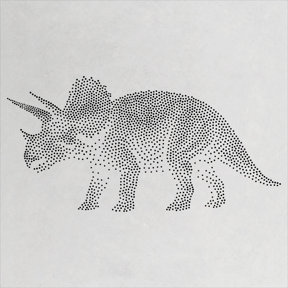 Triceratops Dinosaur Stencil | Realistic Mylar Stipple Wall Art, Crafts (Large - 300mm / 12" approx)