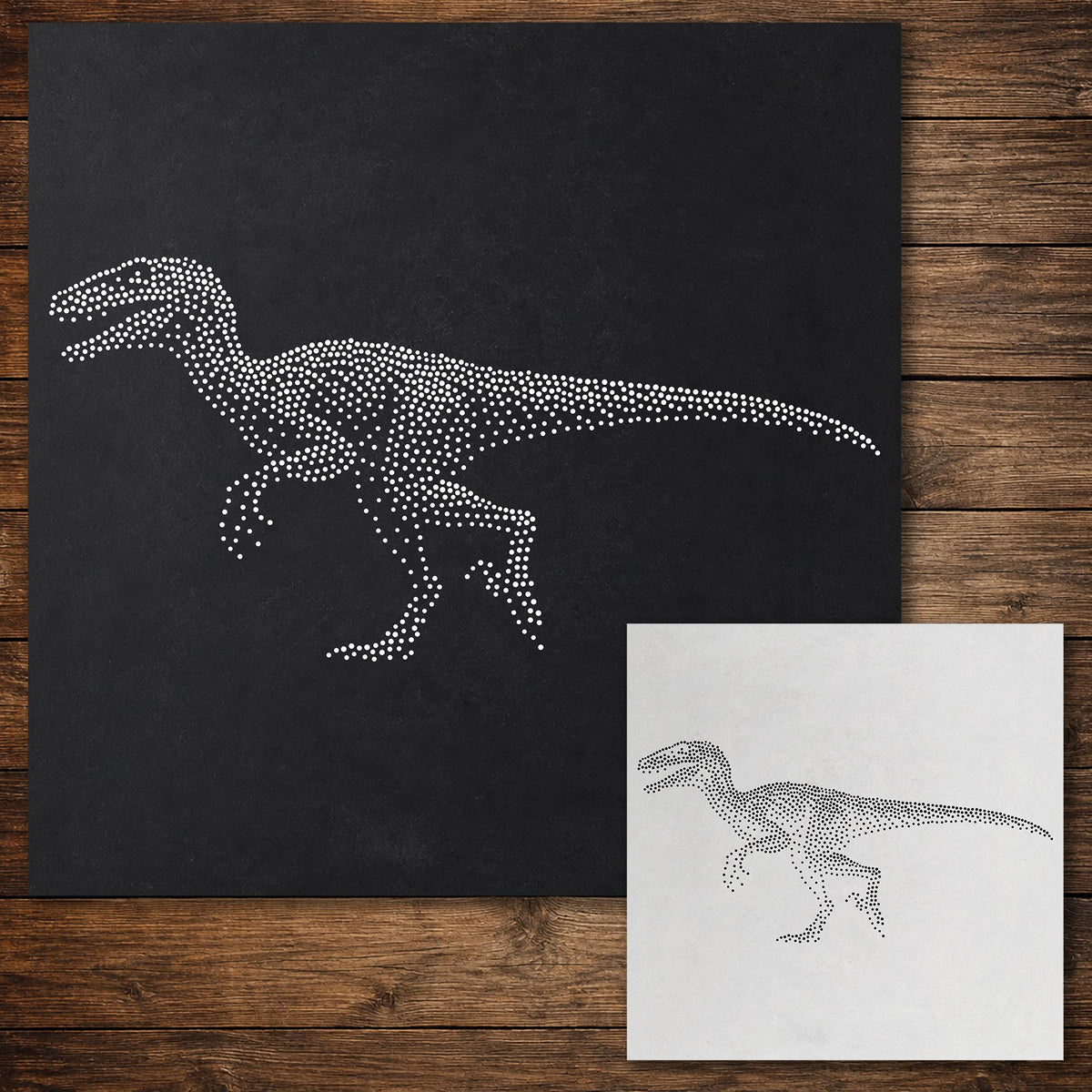 Velociraptor Dinosaur Stencil reusable Mylar stencil, 300 x 300 mm